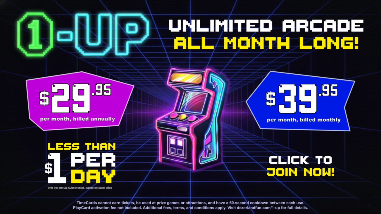 Promo 1up, unlimited arcade